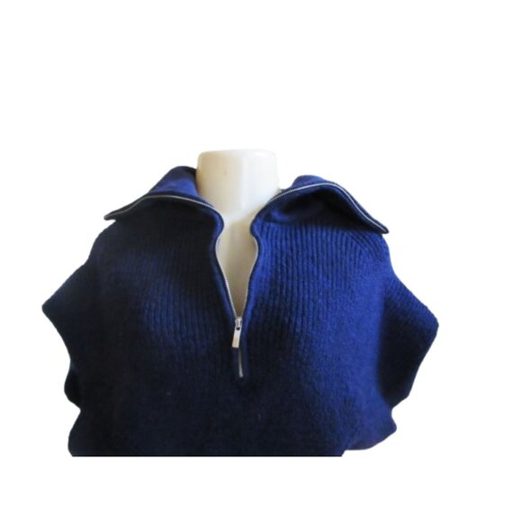 Maeve Women’s Navy Blue Ribbed Knit Collared Sweater Vest With Zip Detail Size S - Picture 3 of 8